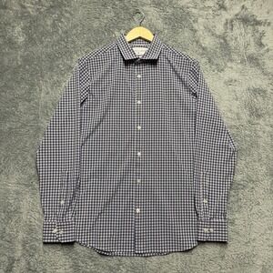 Mizzen Main Shirt Mens XL Trim Fit Leeward Blue Plaid Performance Stretch USA